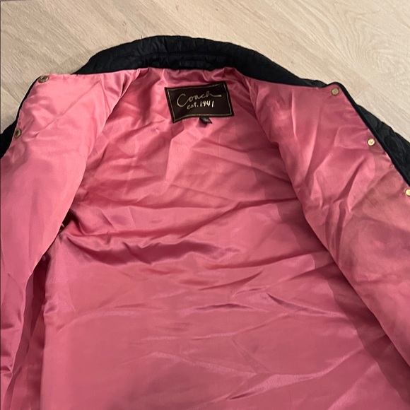 Coach Women’s Quilted Black Puffer with Pink Accents - Picture 3 of 4